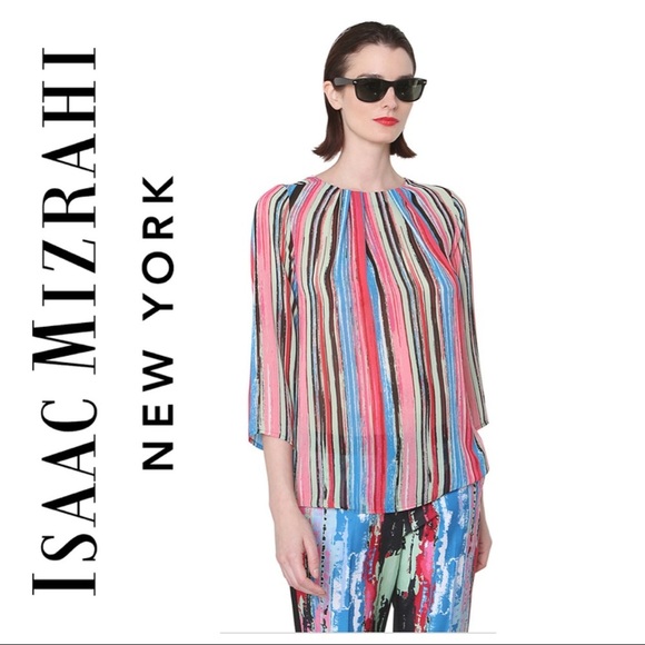 ISAAC MIZRAHI New York Striped Multi-color Top - Picture 1 of 8